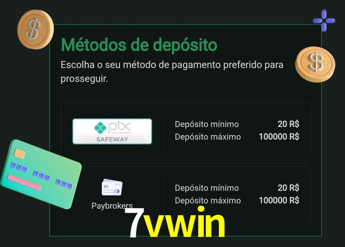 O cassino 7vwin oferece uma grande variedade de métodos de pagamento